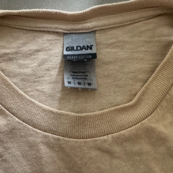 Peds Crew Print Beige Tee Size Medium - Picture 4 of 5